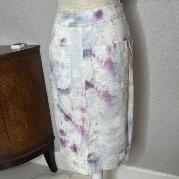 Anthropologie Tie-Dye Wrap Skirt With Button Details Size 2 Cotton Blend Pastel - Picture 4 of 9